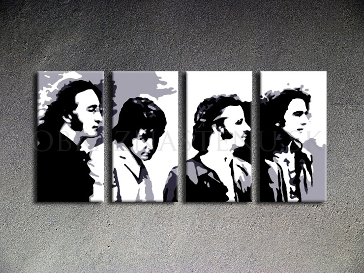 Ručne maľovaný POP Art Beatles 4 dielny 