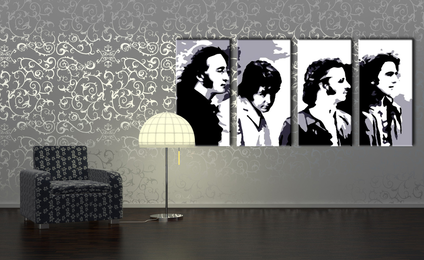 Ručne maľovaný POP Art Beatles 4 dielny 