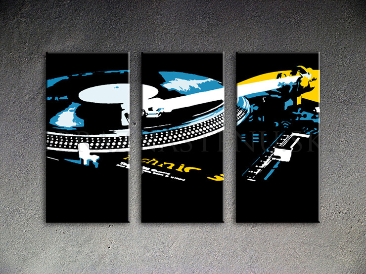 Ručne maľovaný POP Art DJ 3 dielny
