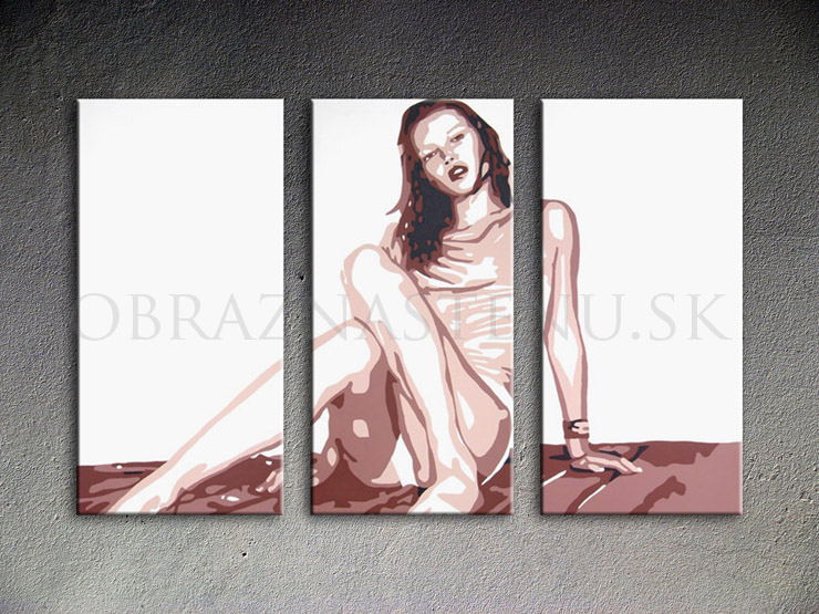 Ručne maľovaný POP Art Kate Moss 3 dielny 