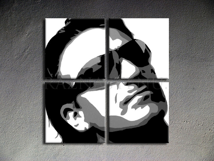 Maľovaný POP Art obraz na stenu  Bono-U2
