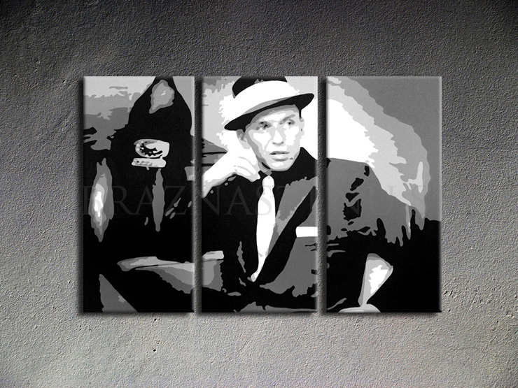 Ručne maľovaný POP Art Frank Sinatra 3 dielny 