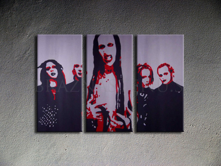 Ručne maľovaný POP Art Marilyn Manson 3 dielny 