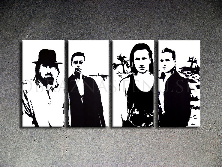 Ručne maľovaný POP Art U2 in Black 4 dielny 