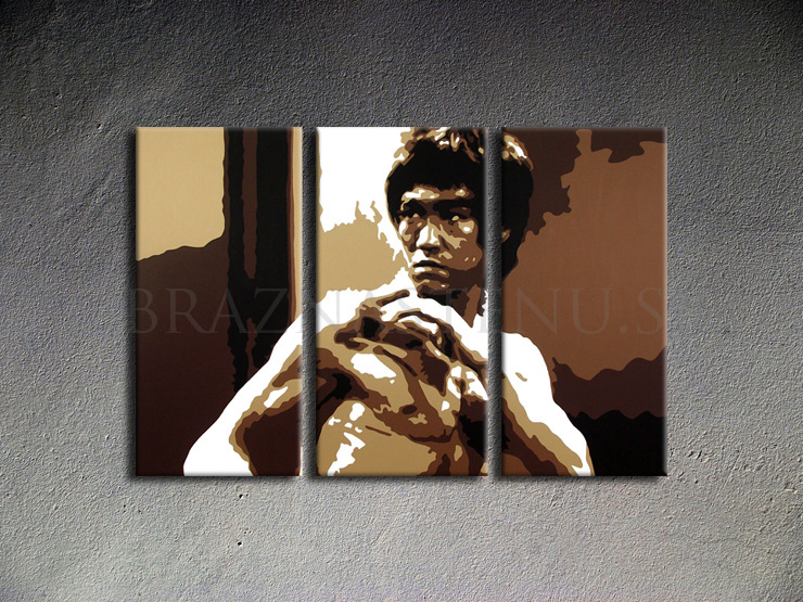 Ručne maľovaný POP Art AL Bruce Lee 3 dielny 