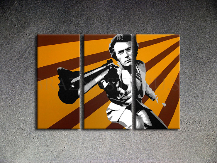 Maľovaný POP ART obraz na stenu Clint Eastwood