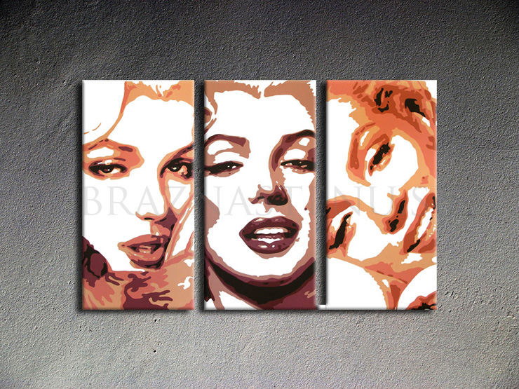 Ručne maľovaný POP Art Marilyn Monroe 3 dielny 