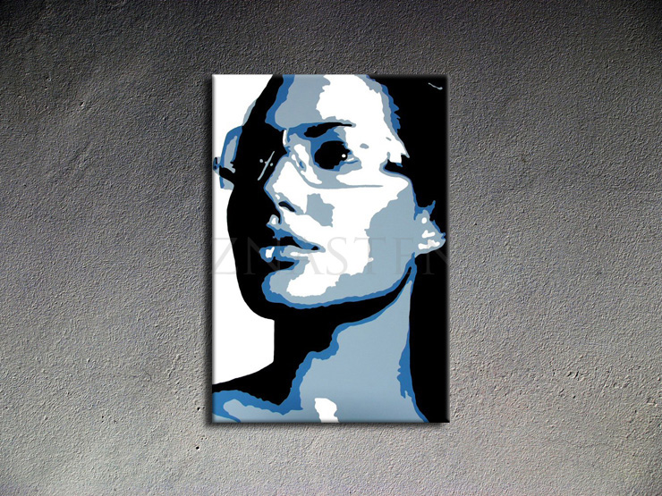 Maľovaný POP ART obraz na stenu  Angelina Jolie