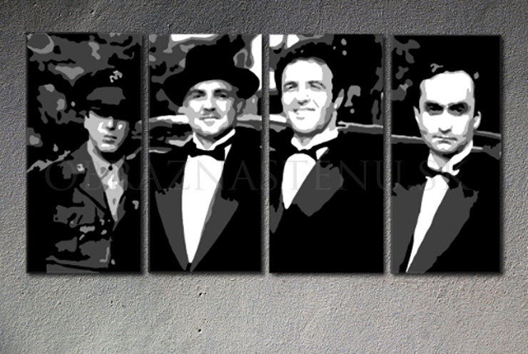 Ručne maľovaný POP Art Corleone Family 4 dielny 