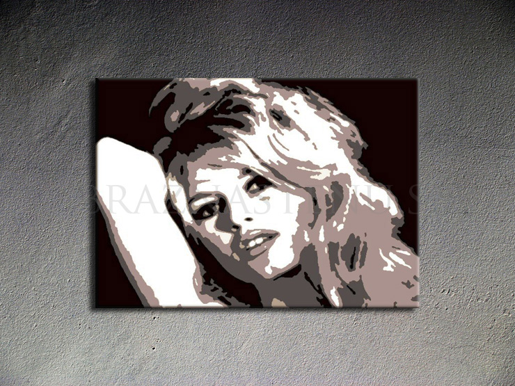 Maľovaný POP ART obraz na stenu Brigitte Bardot