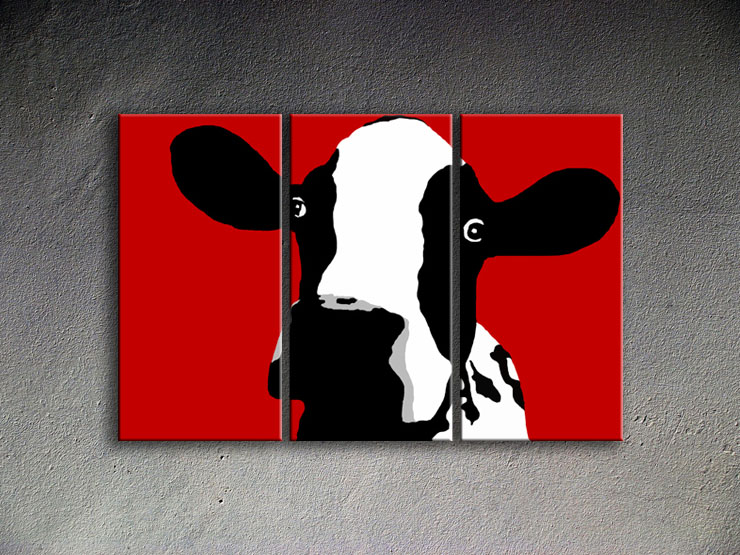 Maľovaný POP ART obraz na stenu Cow